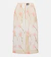 Simone Rocha Organza Floral Pencil Midi Skirt In Beige