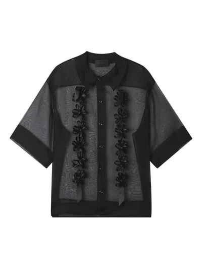 Simone Rocha Floral Appliqué Shirt In Black
