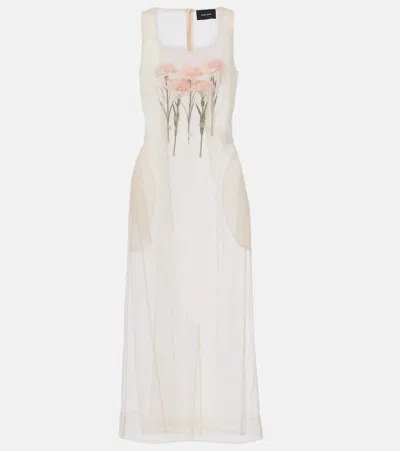 Simone Rocha Floral-appliqué Tulle Midi Dress In Pink