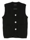 Simone Rocha Floral-button Vest In Black