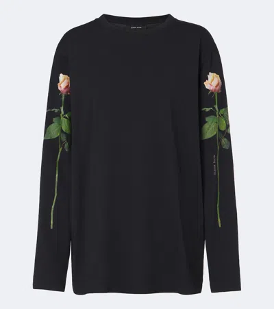 Simone Rocha Floral Cotton Jersey T-shirt In Black