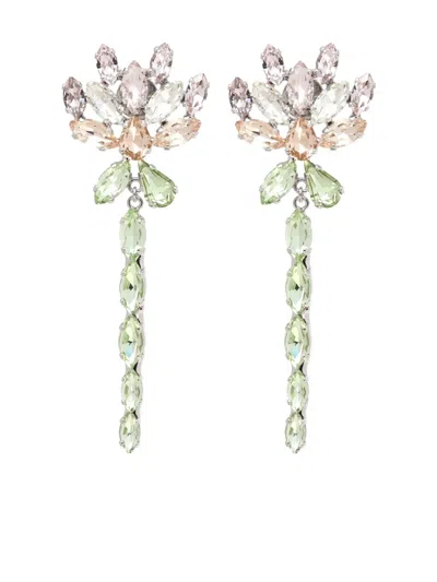 Simone Rocha Floral Crystal Drop Earrings In Silver
