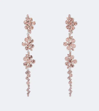 Simone Rocha Floral Crystal-embellished Drop Earrings In Pink