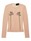 Simone Rocha Beige Embellished Double Carnation Mesh Top