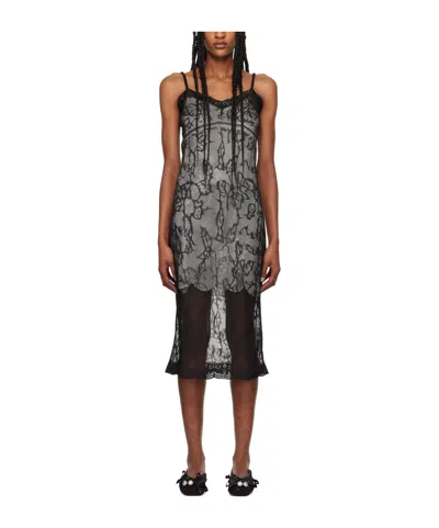 Simone Rocha Floral Floral Pattern Dress In Black