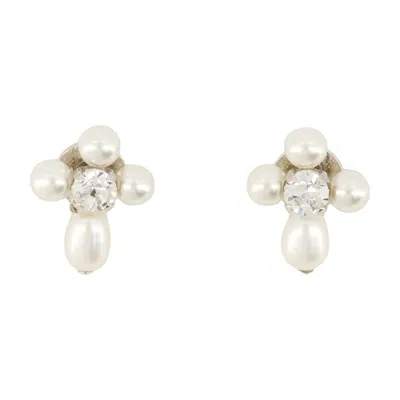 Simone Rocha Floral-inspired Pearl And Crystal Earrings In White