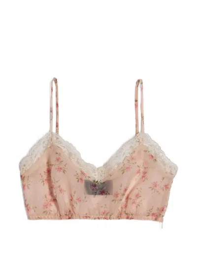 Simone Rocha Floral Lace Bralette In Pink