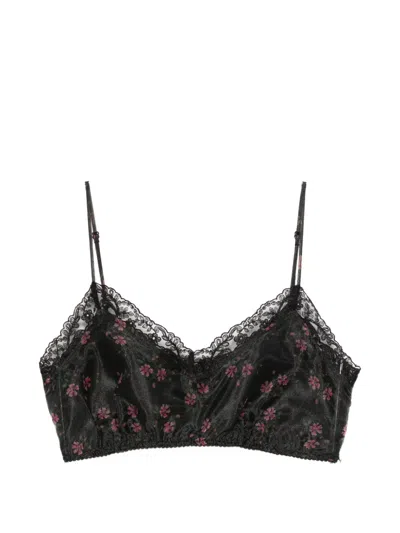 Simone Rocha Floral-lace Crop Top In Black