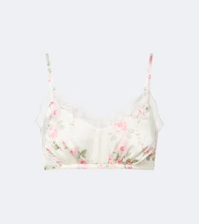 Simone Rocha Floral Lace-trimmed Satin Bralette In Multi