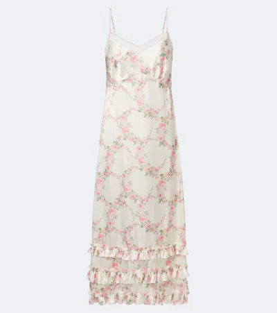 Simone Rocha Floral Lace-trimmed Satin Slip Dress In White