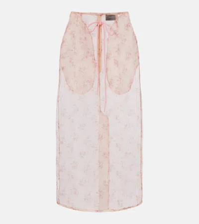 Simone Rocha Floral Midi Skirt In Pink