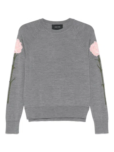 Simone Rocha Floral-motif Sweater In Grey