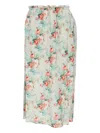 Simone Rocha Floral Print Long Skirt With Elastic Waistband In Gray