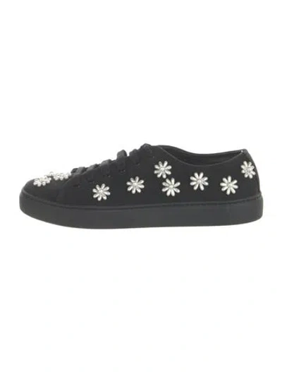 Pre-owned Simone Rocha Floral Print Beaded Accents Sneakers In Black