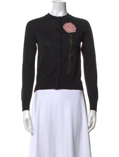 Pre-owned Simone Rocha Floral Print Crew Neck Sweater In Black