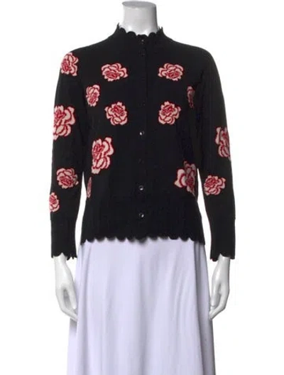 Pre-owned Simone Rocha Floral Print Crew Neck Sweater In Black