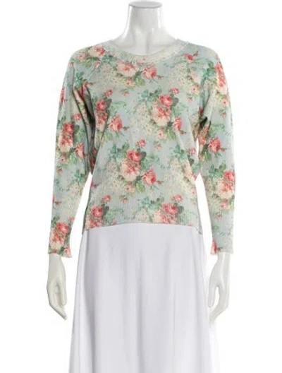 Pre-owned Simone Rocha Floral Print Crew Neck Sweater In Blue