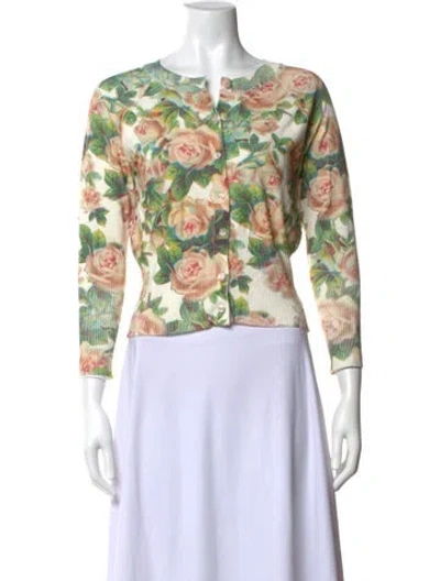 Pre-owned Simone Rocha Floral Print Crew Neck Sweater In Green
