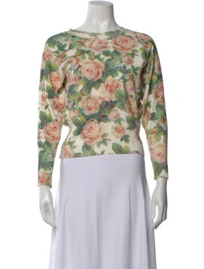 Pre-owned Simone Rocha Floral Print Crew Neck Top In Multicolor