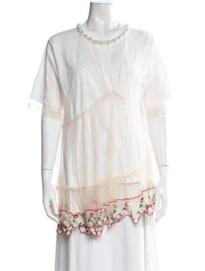 Pre-owned Simone Rocha Floral Print Crew Neck Top In Neutral