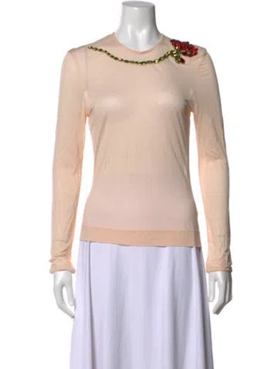 Pre-owned Simone Rocha Floral Print Crew Neck Top In Pink