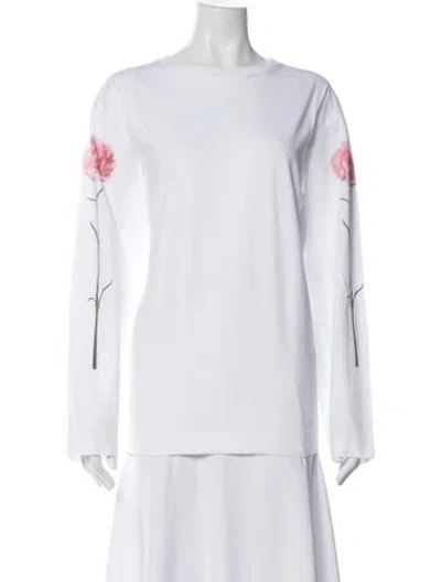 Pre-owned Simone Rocha Floral Print Crew Neck Top W/ Tags In White