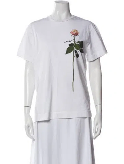 Pre-owned Simone Rocha Floral Print Crew Neck T-shirt In White