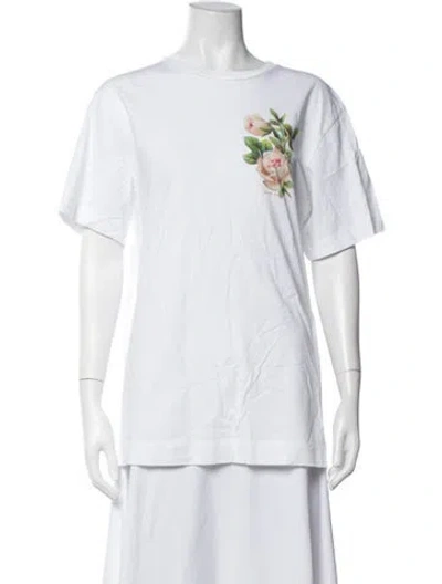 Pre-owned Simone Rocha Floral Print Crew Neck T-shirt In White
