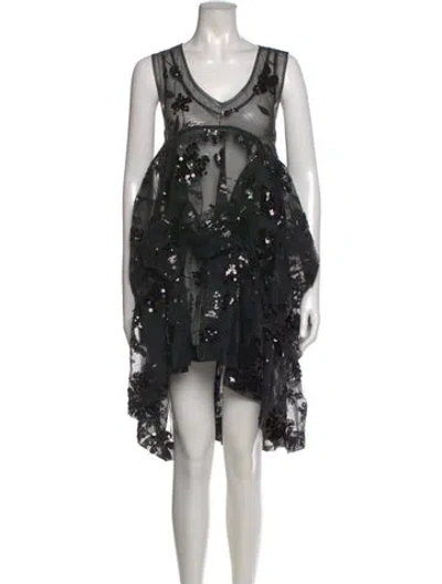 Pre-owned Simone Rocha Floral Print Knee-length Dress In Black