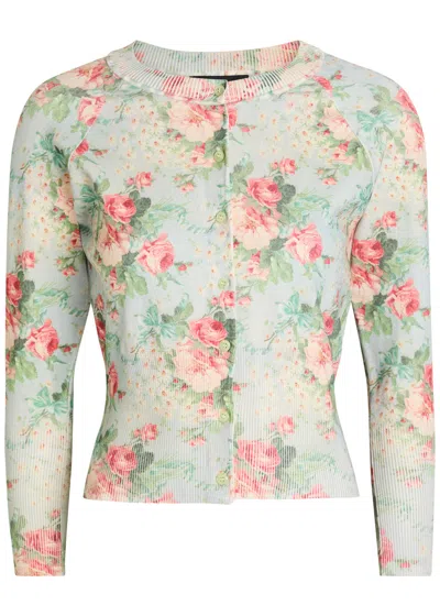 Simone Rocha Floral-print Knit Cardigan In Multi