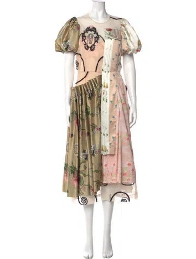 Pre-owned Simone Rocha Floral Print Long Dress In Multi