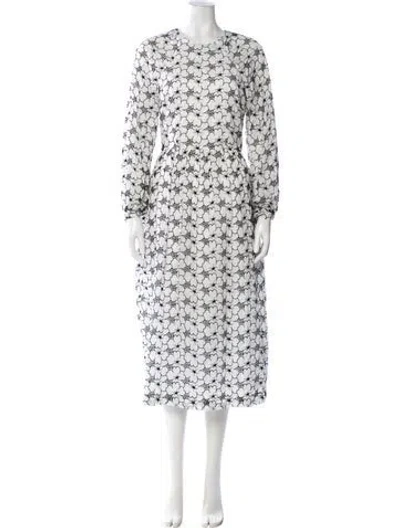 Pre-owned Simone Rocha Floral Print Long Dress In White