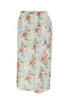 Simone Rocha Floral Print Long Skirt With Elastic Waistband In Gray