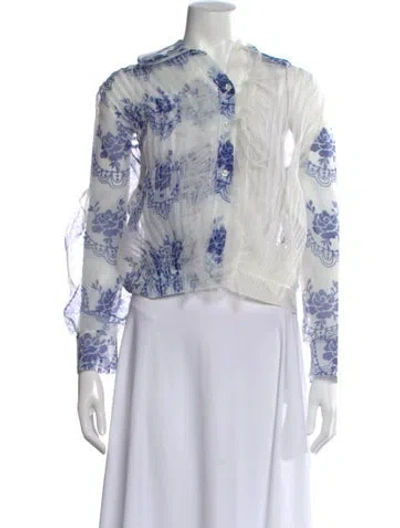 Pre-owned Simone Rocha Floral Print Long Sleeve Blouse W/ Tags In Multi