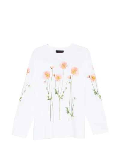 Simone Rocha Floral-print Long-sleeve T-shirt In White
