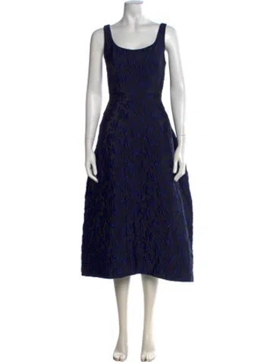 Pre-owned Simone Rocha Floral Print Midi Length Dress In Black