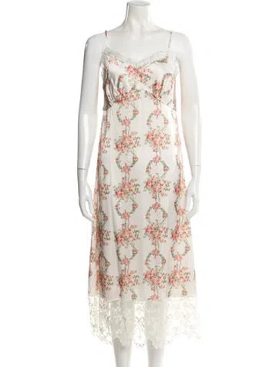 Pre-owned Simone Rocha Floral Print Midi Length Dress In Multi