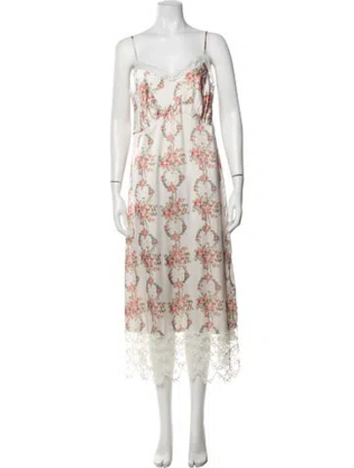 Pre-owned Simone Rocha Floral Print Midi Length Dress In Multicolor