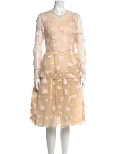 Pre-owned Simone Rocha Floral Print Midi Length Dress In Neutral