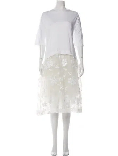 Pre-owned Simone Rocha Floral Print Midi Length Dress In Neutrals