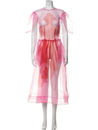 Pre-owned Simone Rocha Floral Print Midi Length Dress In Pink