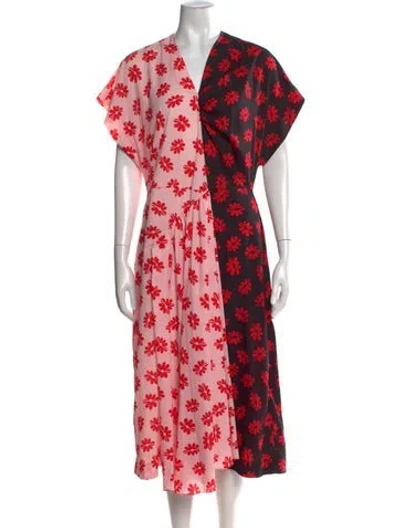 Pre-owned Simone Rocha Floral Print Midi Length Dress In Pink
