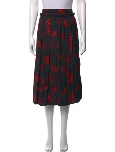 Pre-owned Simone Rocha Floral Print Midi Length Skirt In Black
