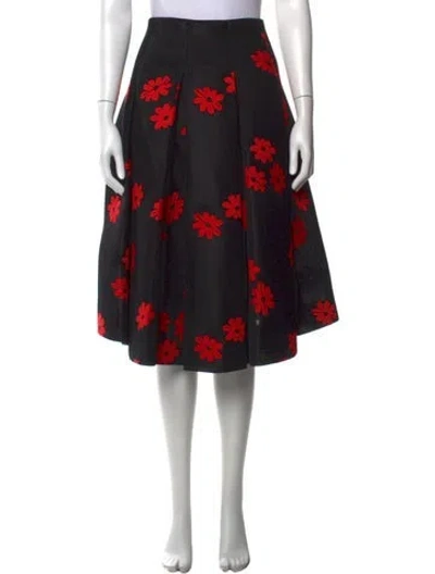 Pre-owned Simone Rocha Floral Print Midi Length Skirt In Black
