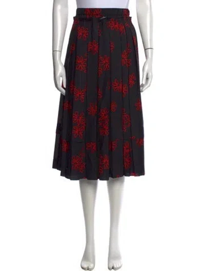 Pre-owned Simone Rocha Floral Print Midi Length Skirt In Black
