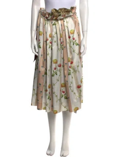 Pre-owned Simone Rocha Floral Print Midi Length Skirt In Neutral