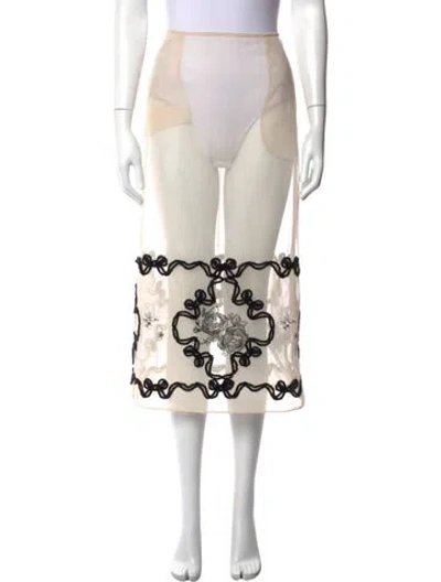Pre-owned Simone Rocha Floral Print Midi Length Skirt In Neutrals