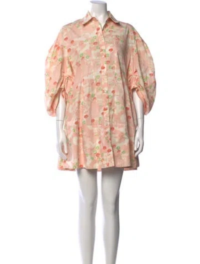 Pre-owned Simone Rocha Floral Print Mini Dress In Orange