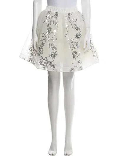 Pre-owned Simone Rocha Floral Print Mini Skirt In White