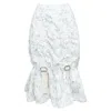 Simone Rocha Buckle-detailed Floral-print Grosgrain Midi Skirt In White